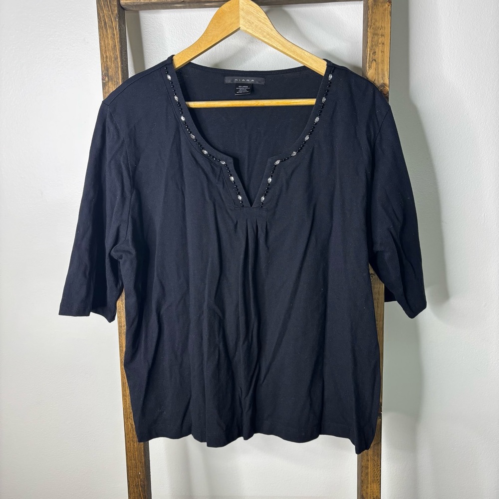 Kiara Beaded Black Women's Top